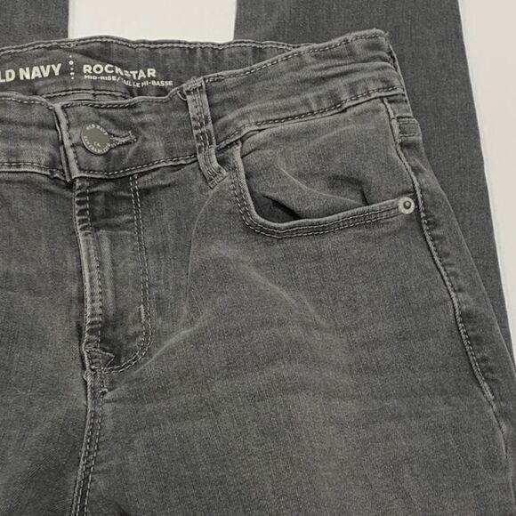 Old Navy Women's Jeans Rockstar Skinny Mid-Rise Slim Fit Gray Dark Wash Size 4R - Picture 8 of 8